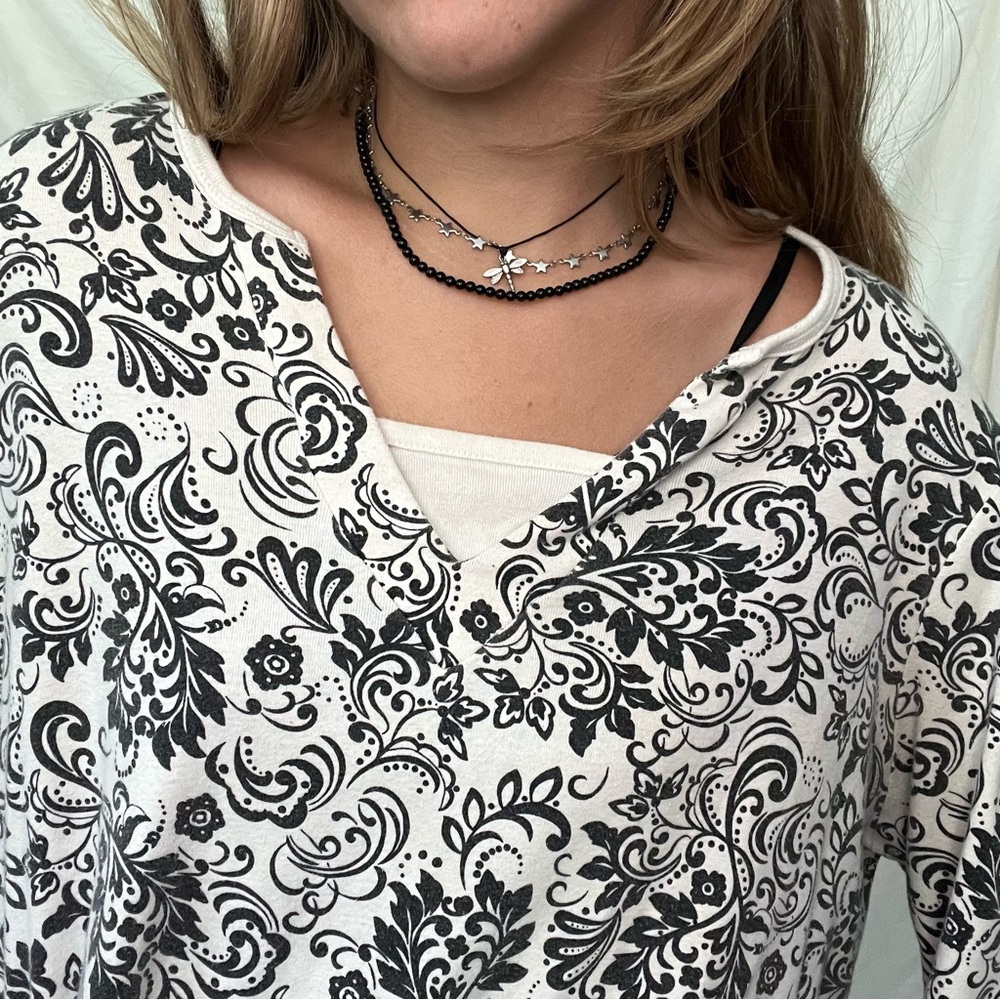 Vintage Layered Y2k Paisley White Stag Long Sleeve